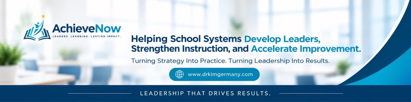 Authentic AchieveNow professional banner describing school leadership and organizational improvement